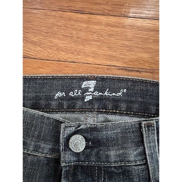 7 For All Mankind Jeans Mens 33x28* Blue Straight Stretch Dark Wash Denim - Picture 2 of 9